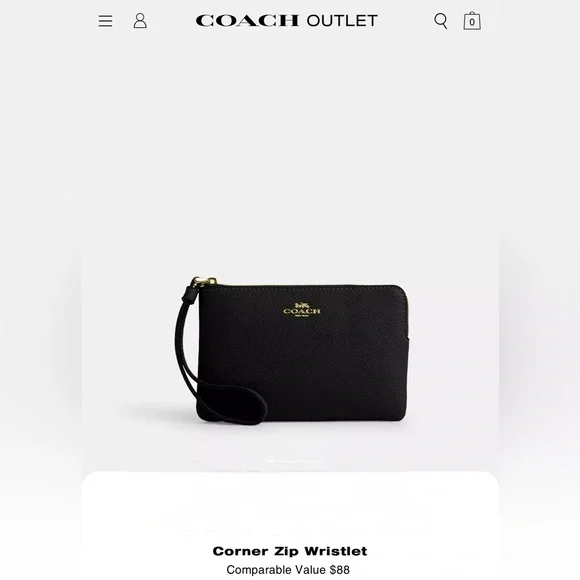 Coach Crossgrain Leather Corner Zip Wristlet Black F58032 BNWT - Picture 3 of 7